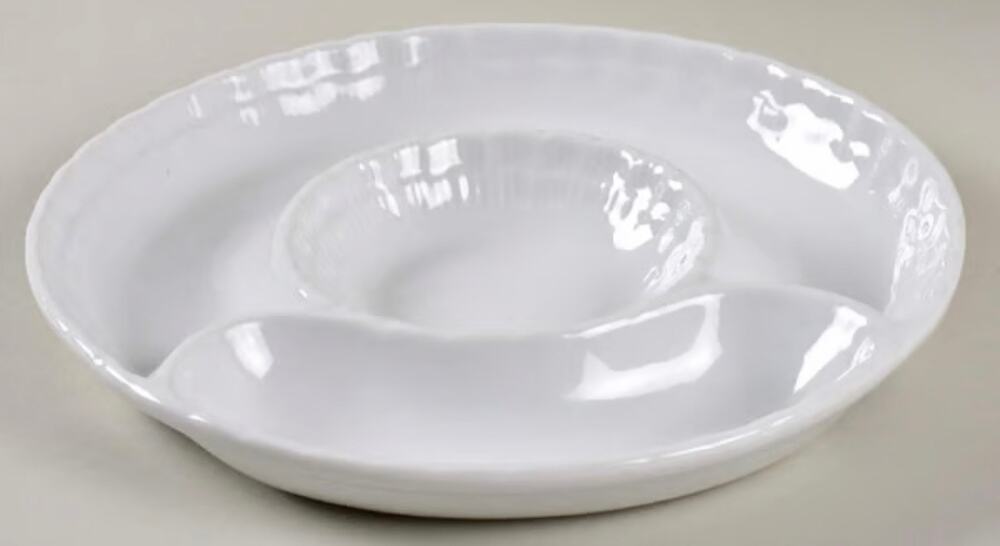 BIA Cordon Bleu White Smooth 3-Part Serving Tray Dish 9 1/4” Discontinued